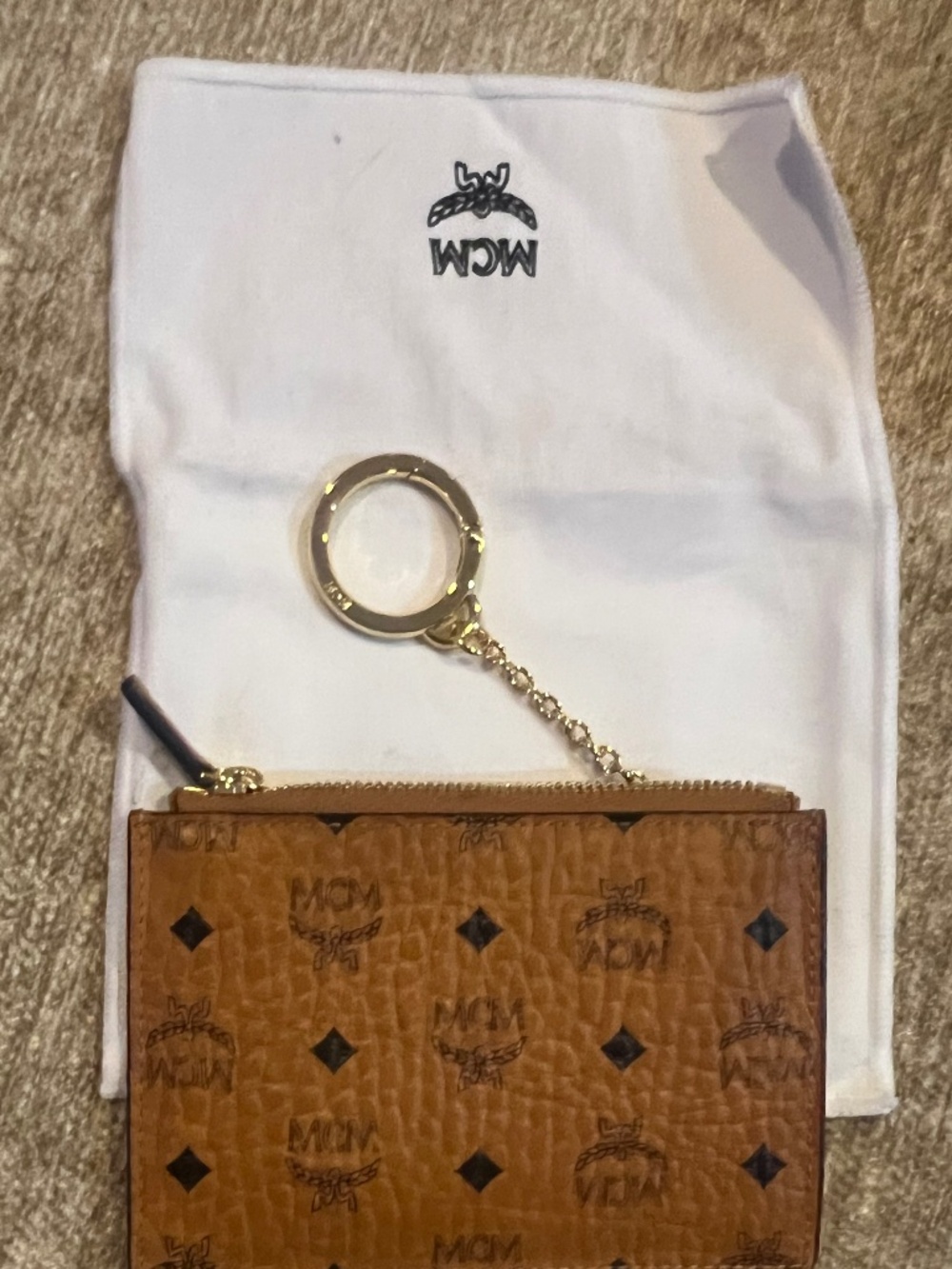 Mcm cognac Visetos Original Key Pouch